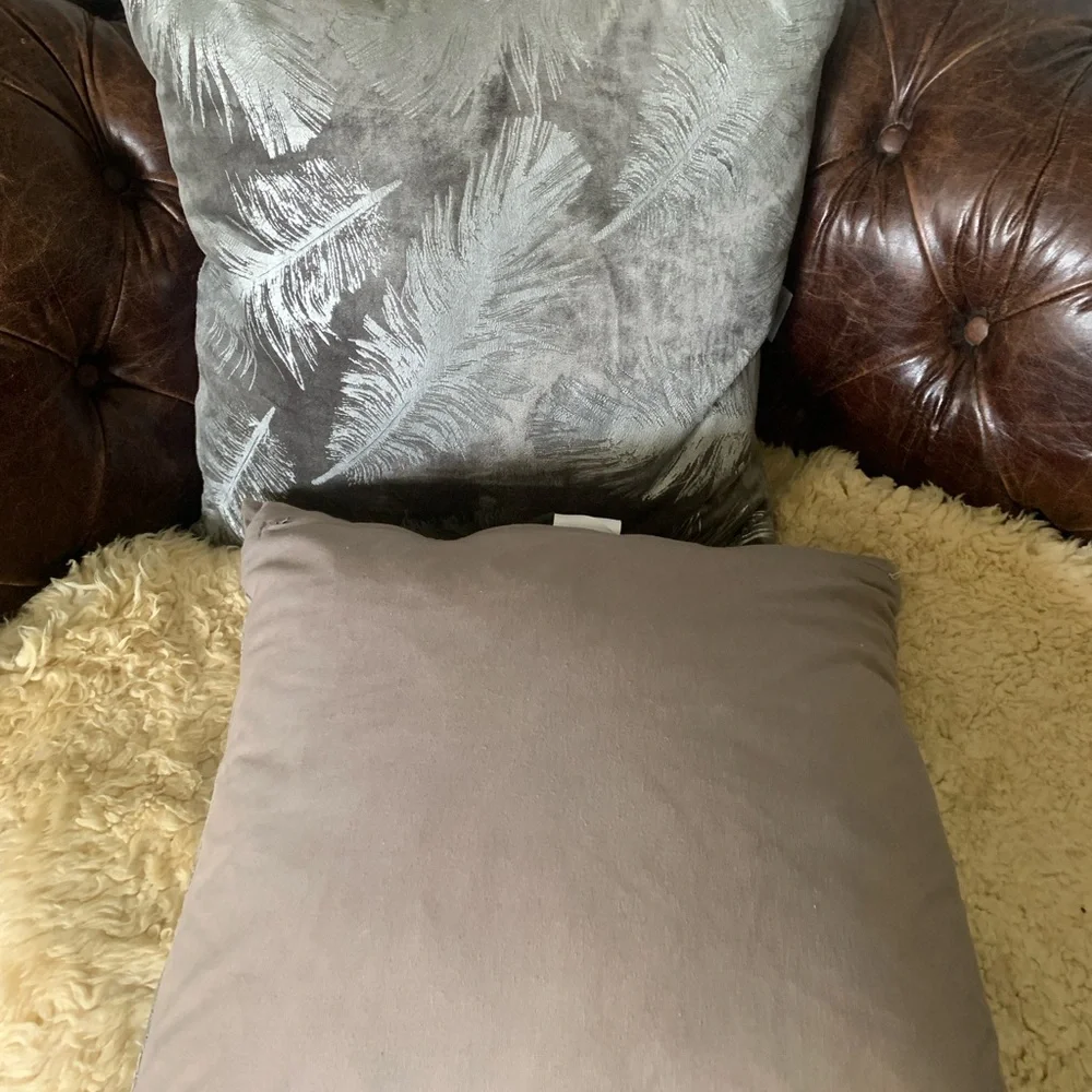 Set of‎ 2 Z gallerie gray feather print gray shimmer down filler accent pillows
